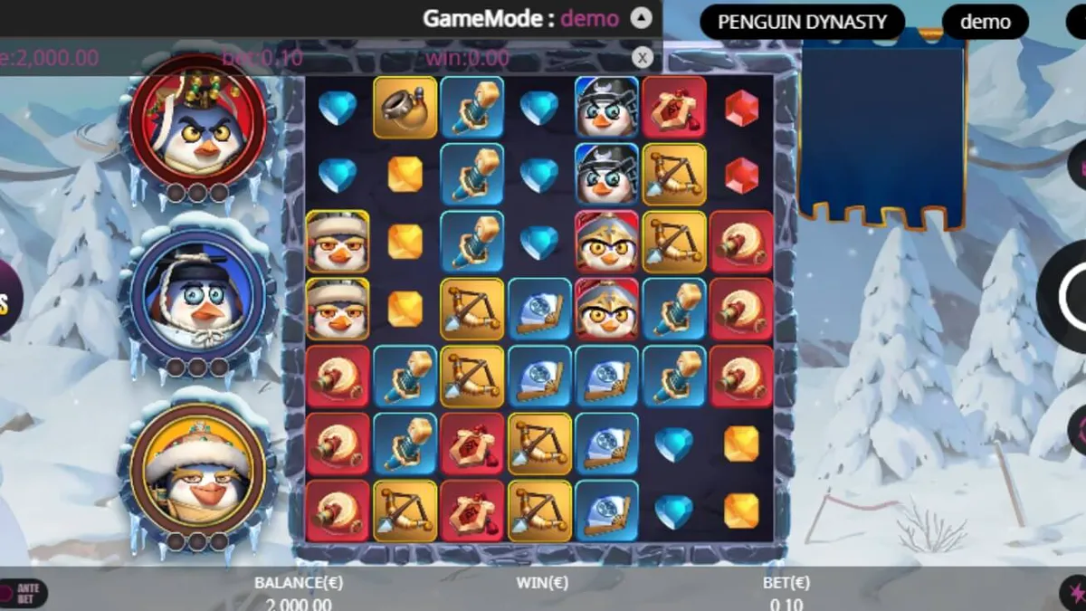 Tampilan visual slot Penguin Dynasty dengan tema suku penguin